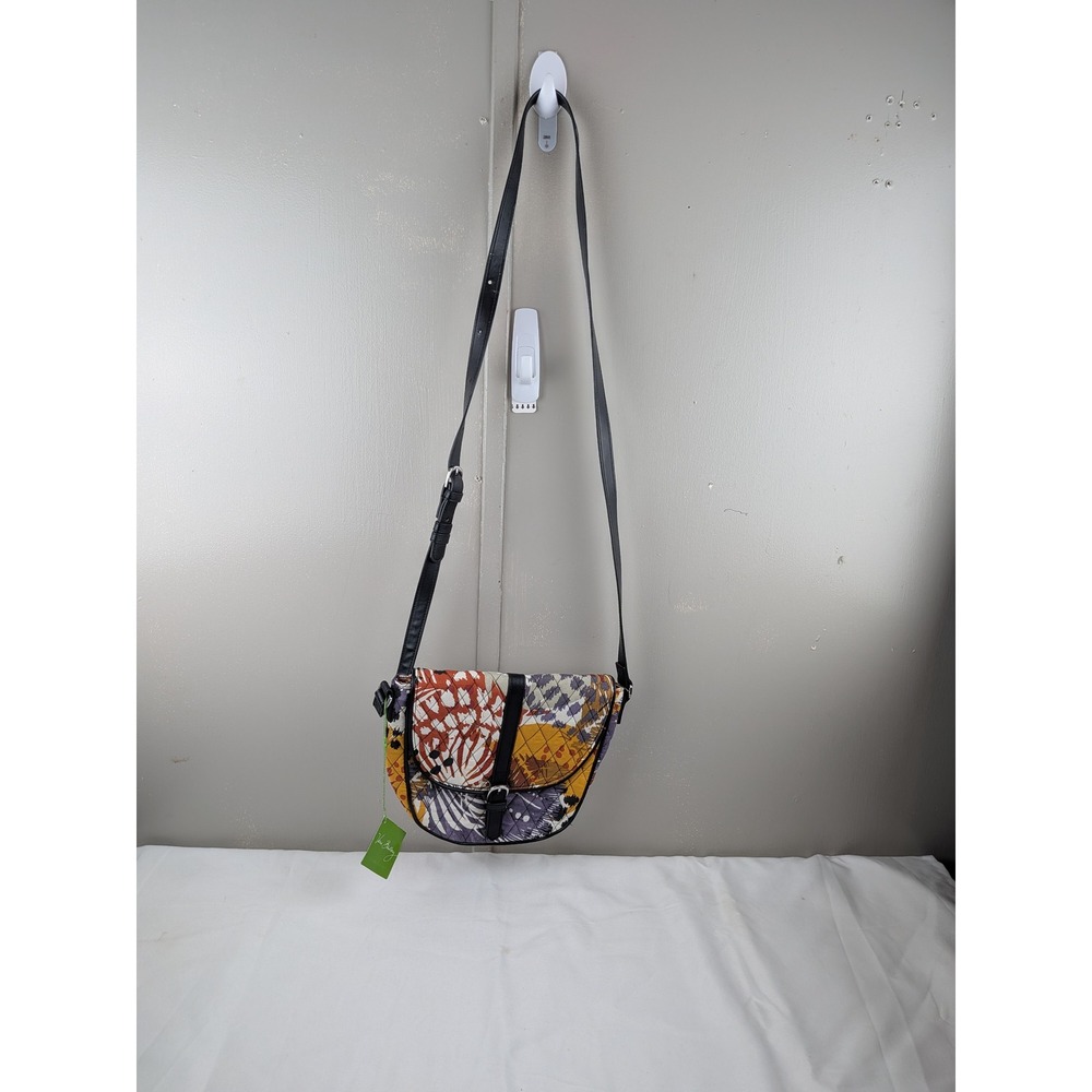 Vera Bradley Quilted Cotton Saddle Crossbody Bag Floral Abstract Pattern NWT